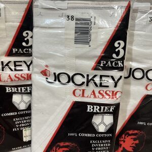 5- 3 Pack 1987 Jockey Classic Briefs 38 White Inverted Y-Front Underwear New VTG